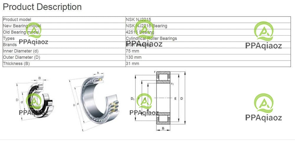 1PC NSK NJ2215 EW Cylindrical Roller Bearings 75x130x31mm #P