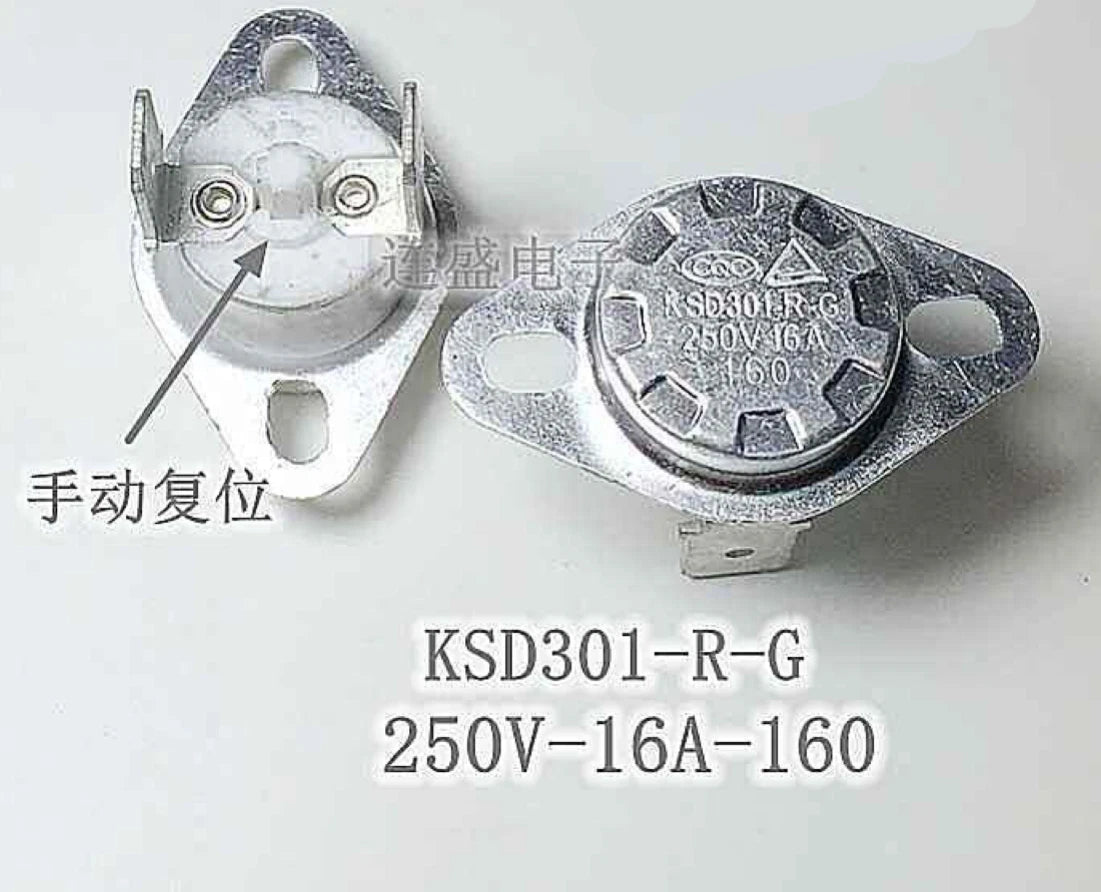 1PCS Manual Reset Thermostat Temperature Control Switch KSD301-R-G 250V 16A 160℃