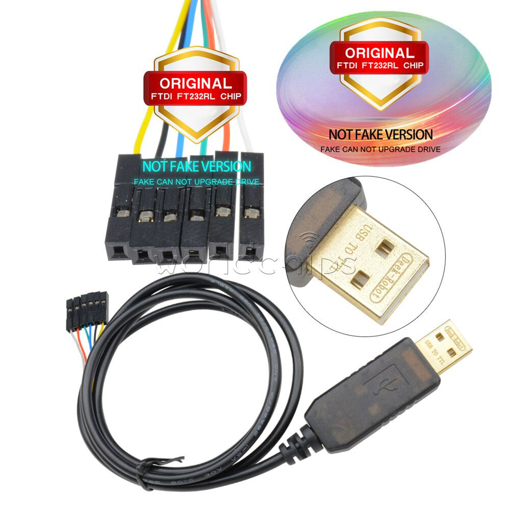 100PCS 1M 6Pin FTDI FT232RL USB to TTL RS232 Serial Adapter Cable for AVR ARM