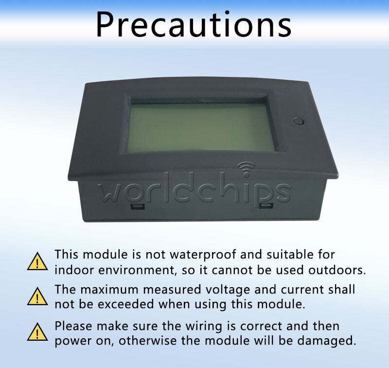 DC Power Monitor Digital Display 100V/20A Voltage Current Power Energy Meter