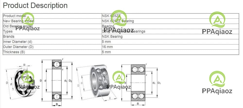 10PCS NSK 625ZZ Deep Groove Ball Bearings 5x16x5mm #P