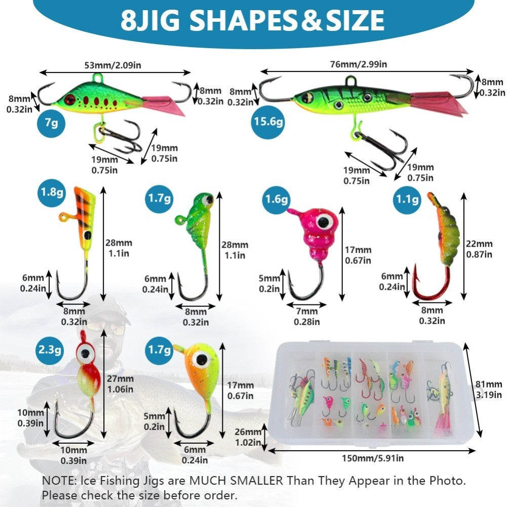 Ice Fishing Jigs 28pcs Small Perch Jigging Sinking Lures for Pike Fishing
