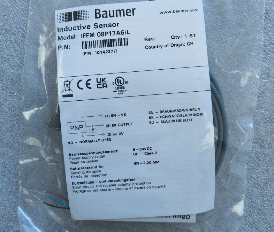 1pcs Baumer IFFM 08P17A6/L Proximity Switch 10142377