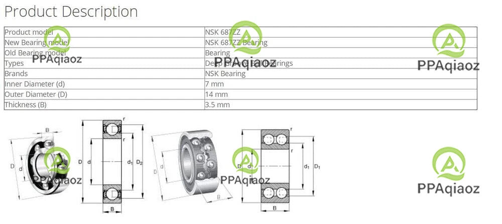10PCS NSK 687ZZ Deep Groove Ball Bearings 7x14x3.5mm #P