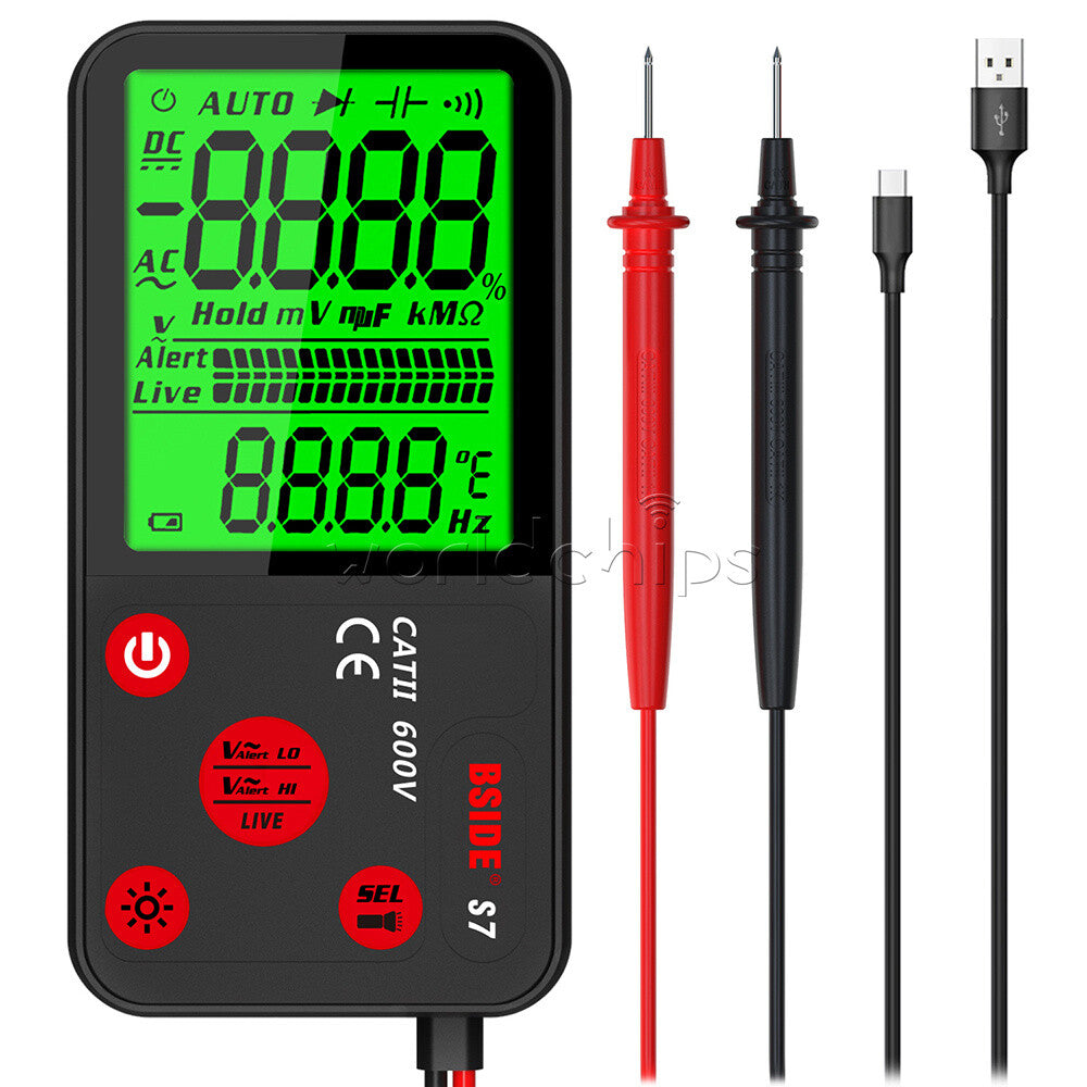 BSIDE ADMS7 Digital Backlight Multimeter DC/AC 600V Voltage Detector 6000Counts