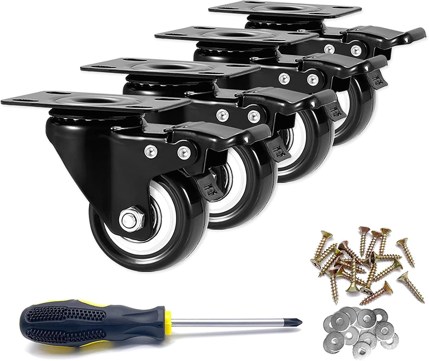 Caster Wheels, 2 Inch Casters, Casters Set of 4 Heavy Duty - Locking Casters, S