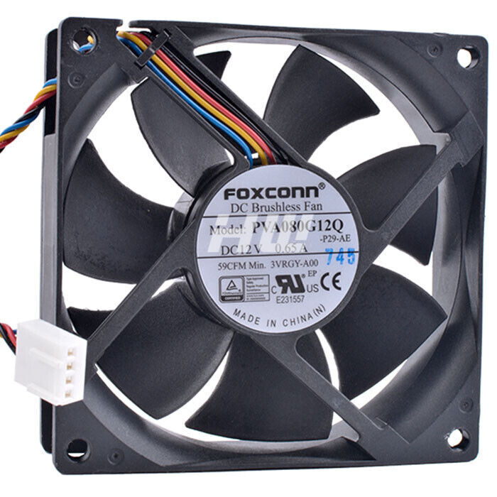 FOXCONN PVA080G12Q Fan 80*80*25mm 12V 0.65A 4Pin