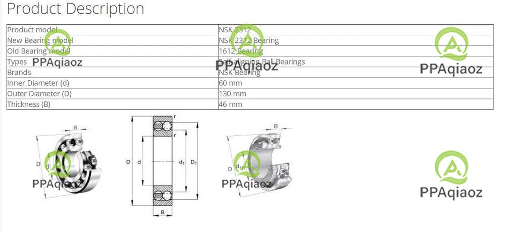 1PC NSK 2312 Self-Aligning Ball Bearings 60x130x46mm #P