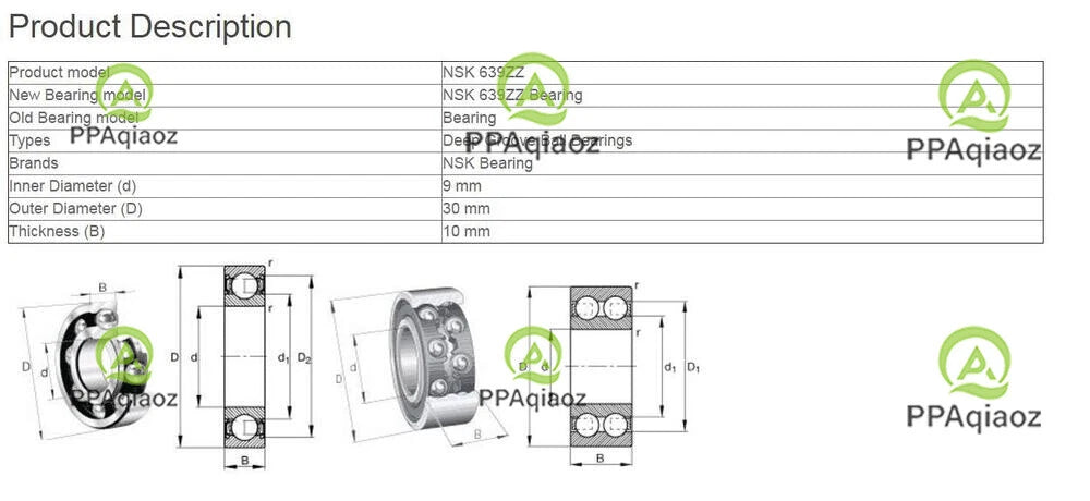 10PCS NSK 639ZZ Deep Groove Ball Bearings 9x30x10mm #P