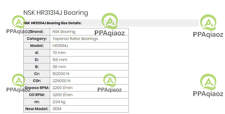 1PC NSK HR31314J Tapered Roller Bearings 70x150x38mm #P