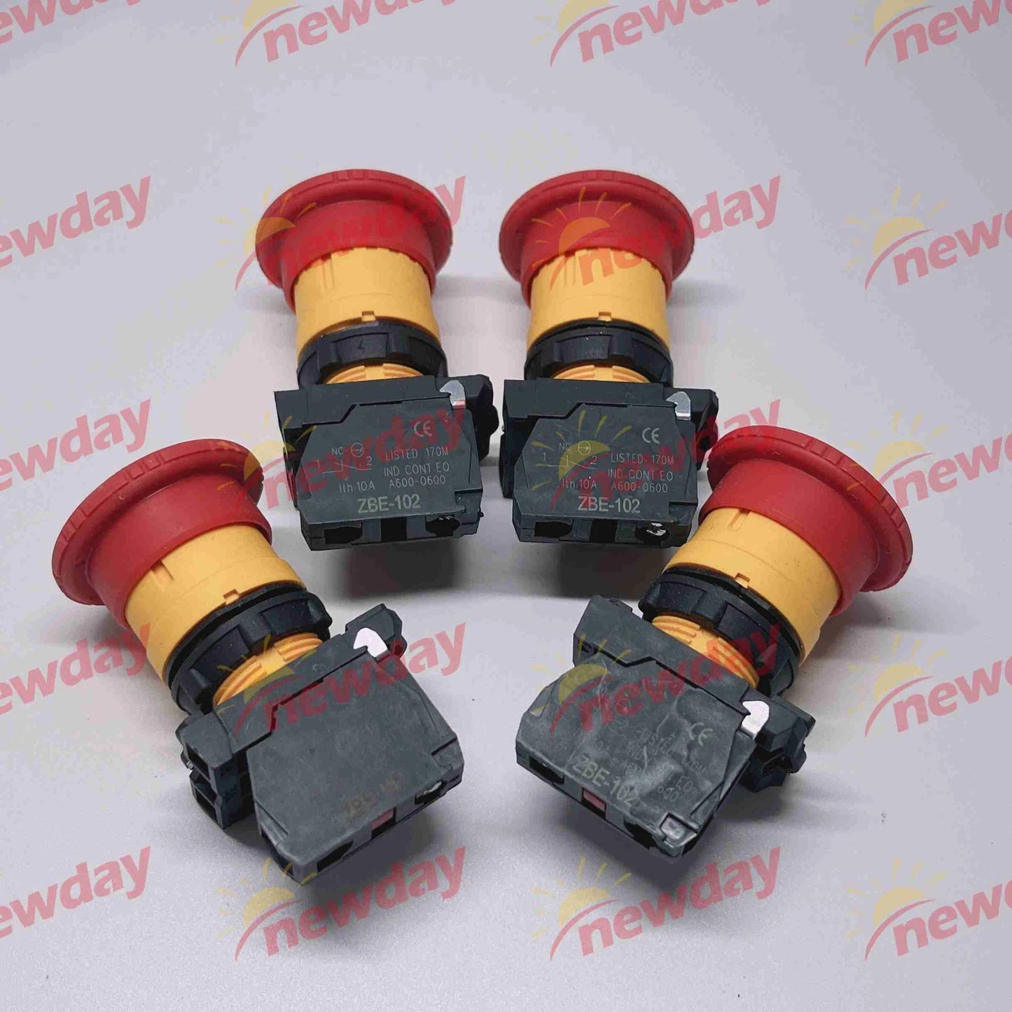 4PCS Fit XB5-AS542 Emergency switching off, mechanical latching pushbuttons 1NC