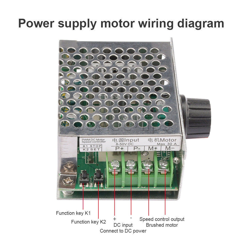 DC 8~50V Current Protection 30A PWM DC Brushed Motor Speed Controller Regulator