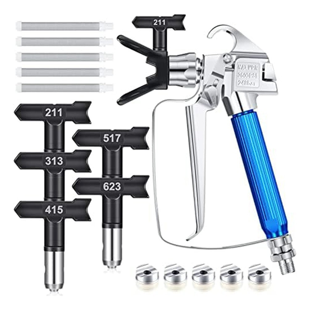 Complete Airless Paint Sprayer Kit 12 Pieces with Nozzle Tip Guards and Filters