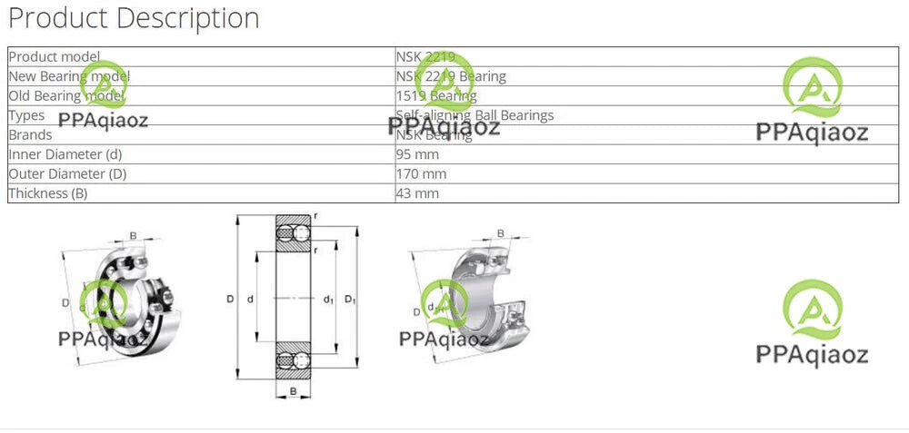 1PC NSK 2219 Self-Aligning Ball Bearings 95x170x43mm #P