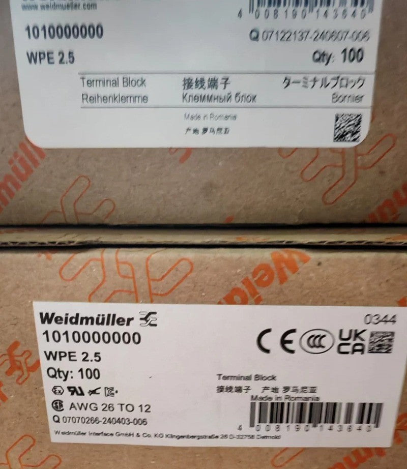 100pcs Weidmuller 1010000000 Terminal Block WPE 2.5