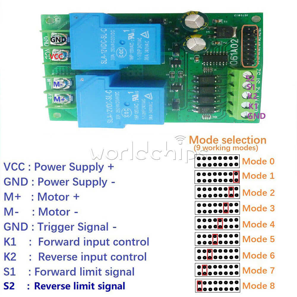 30A DC 12V/24V Motor Controller Relay Module Forward Reverse Control Board