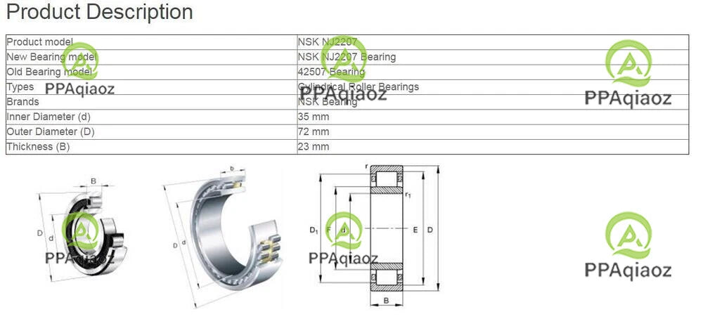1PC NSK NJ2207 EW Cylindrical Roller Bearings 35x72x23mm #P