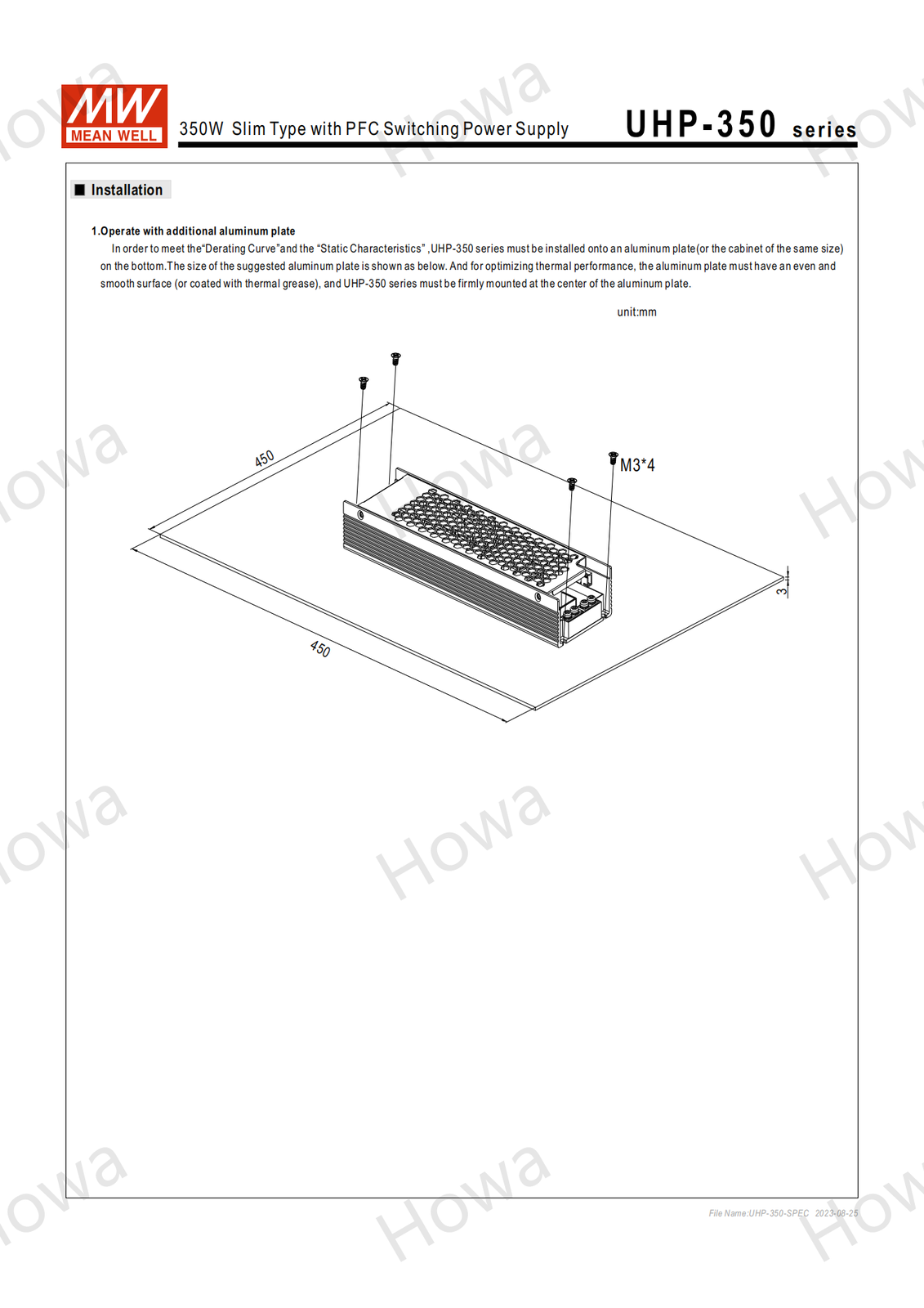 UHP-350 switching power supply 5V15V24V36V48V55 PFC high performance ultra-thin
