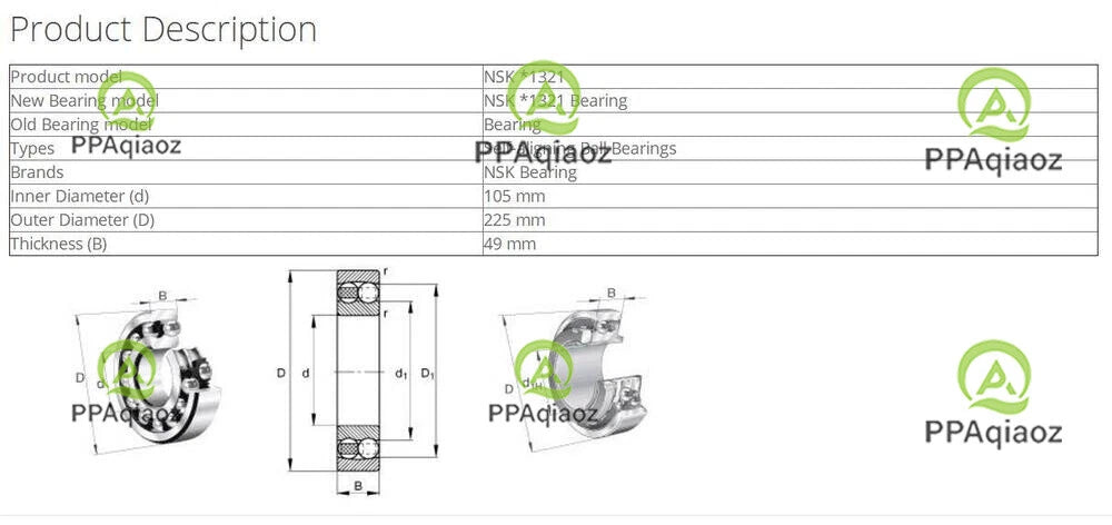 1PC NSK 1321 Self-Aligning Ball Bearings 105x225x49mm #P