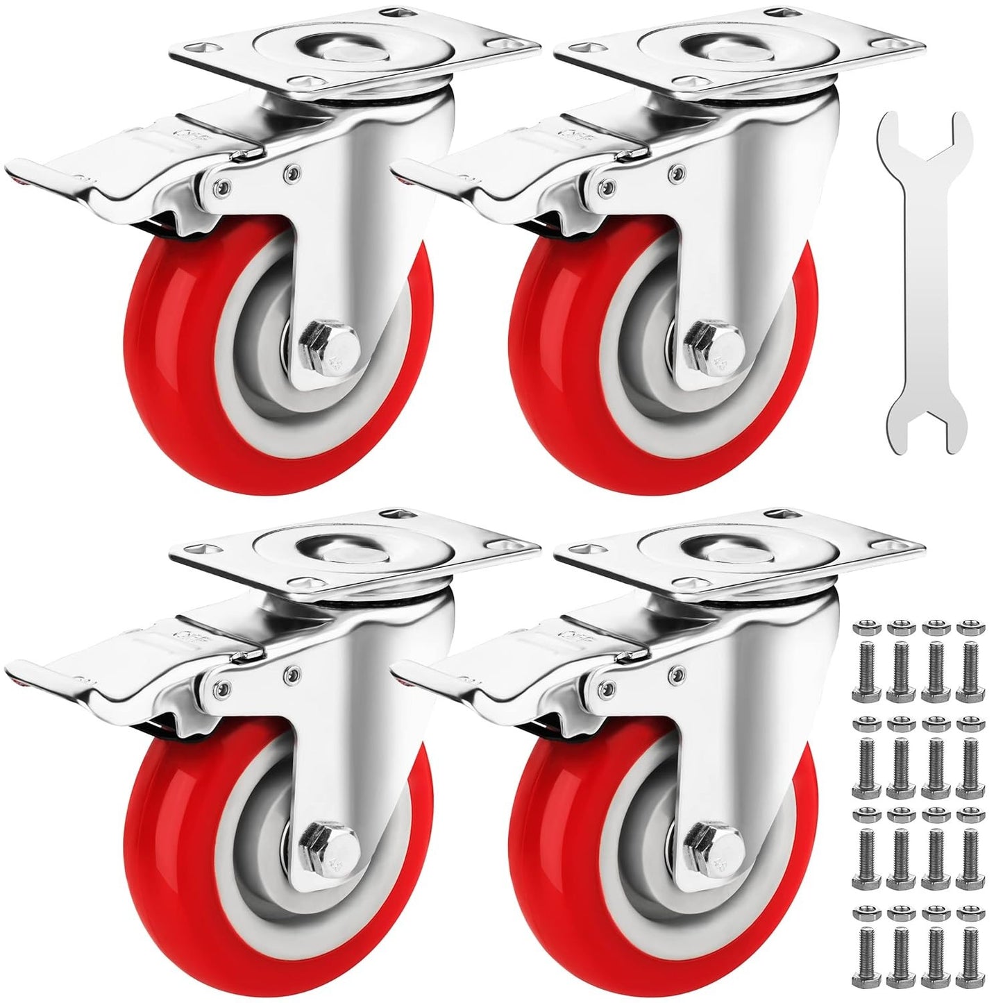 4 Inch Caster Wheels Heavy Duty Casters Set of 4 (2200Lbs Load Capacity) Lockabl