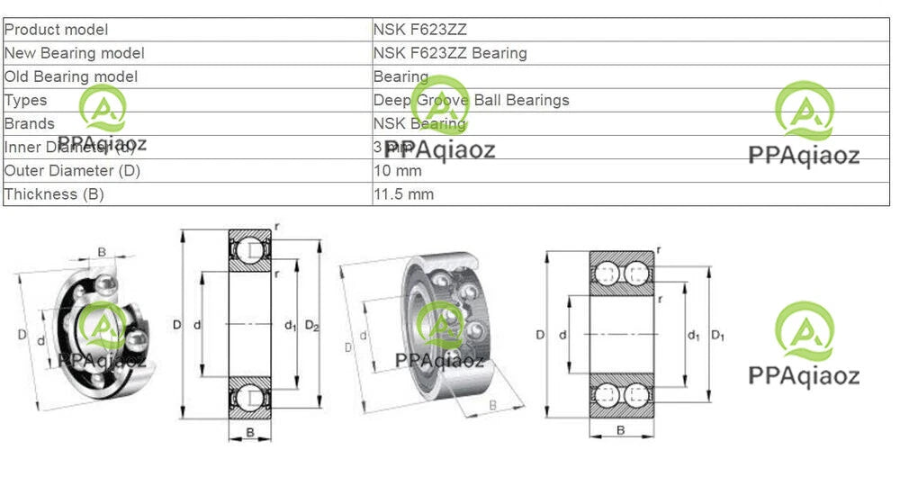 10PCS NSK F623ZZ Deep Groove Ball Bearings 3x10x11.5mm #P