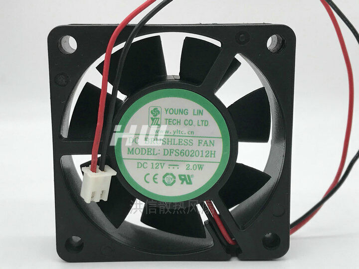 YOUNGLIN DFS602012H 60*60*20MM DC12V 3.4W 2Pin Cooling Fan