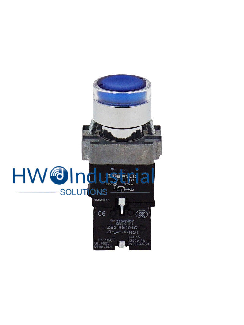 1PC LED Light Self Reset Button Switch XB2BW36M1C XB2-BW36M1C Blue 1NO 220V