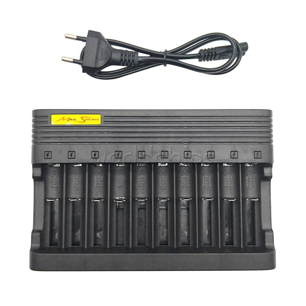 USB 10 slots Li-ion Battery Charger Smart Li-ion Charging for 14500 16350 18500