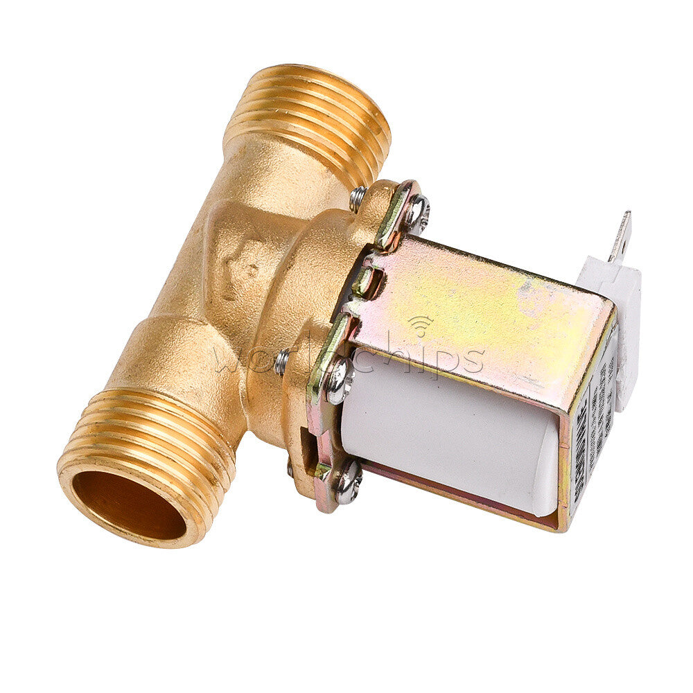 G1/2 Brass Electric Solenoid Valve N/C 12V 24V 220V Water Air Inlet Flow Switch