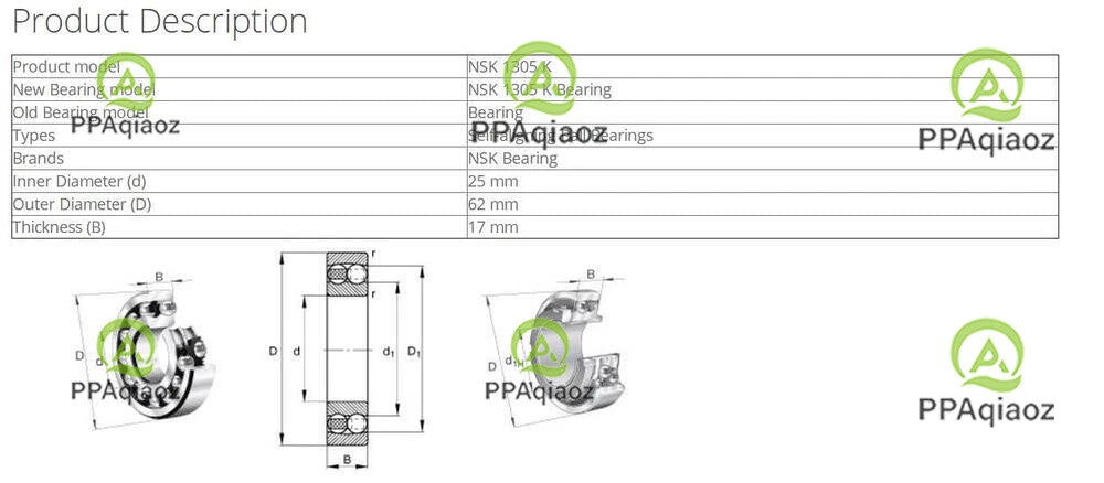 1PC NSK 1305 K Self-Aligning Ball Bearings 25x62x17mm #P