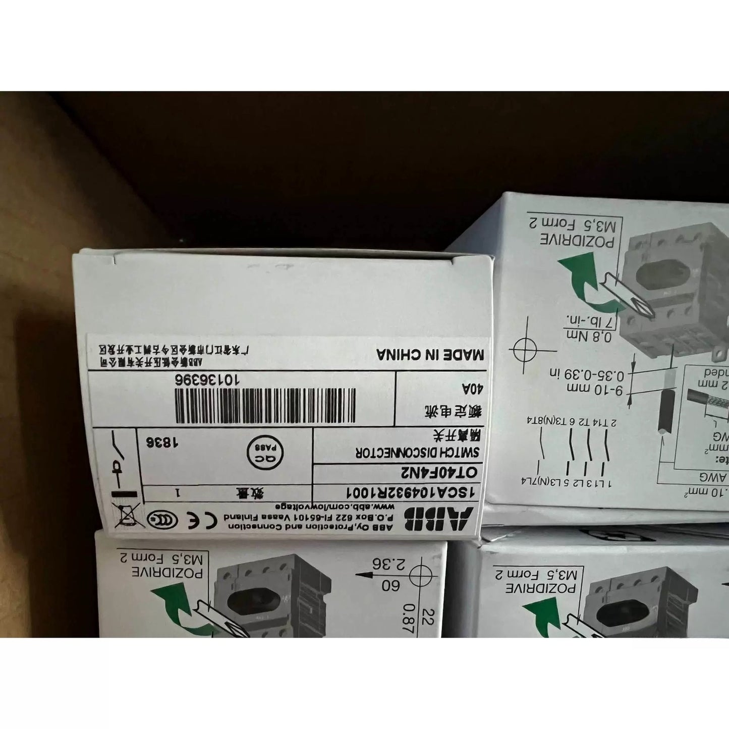 1/piece ABB Guide Rail Installation Isolation Switch OT40F4N2 40A