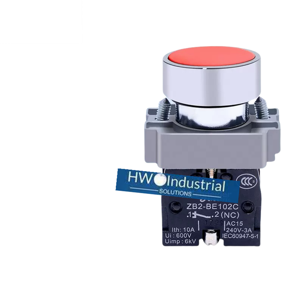 2/Piece Flat Head Button Self Reset Switch XB2-BA42C XB2BA42C Red 1NC