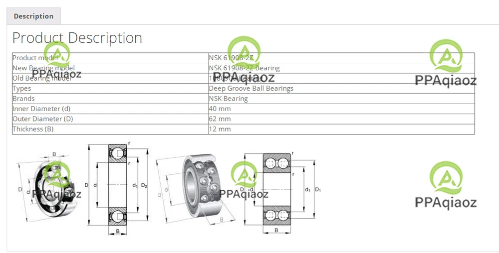 1PC NSK 61908 ZZ Deep Groove Ball Bearings 40x62x12mm. #P