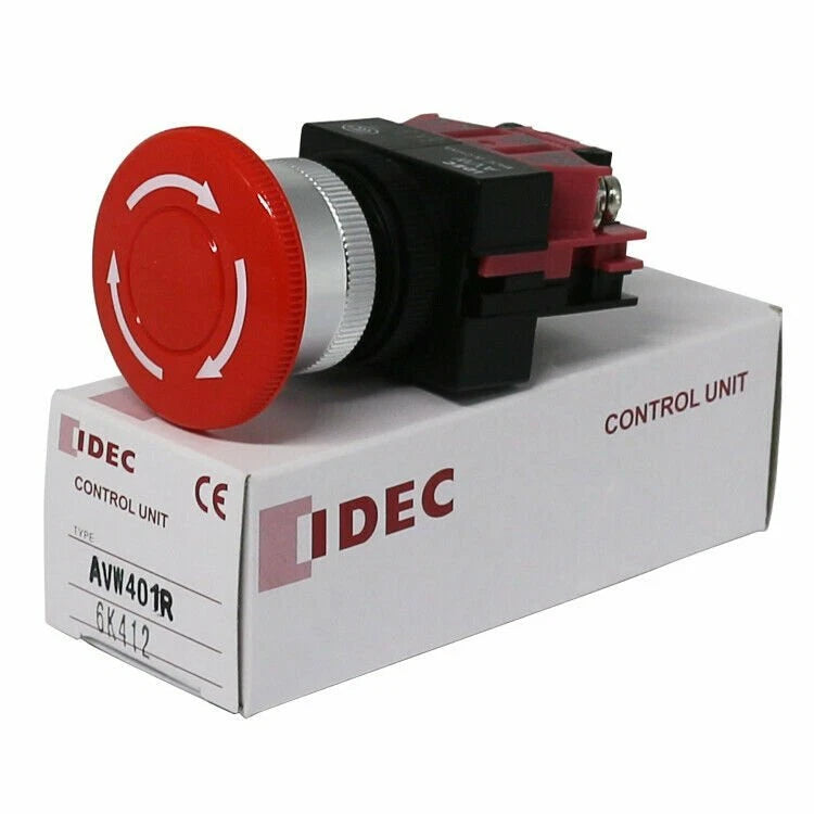 one IDEC AVW401-R Emergency stop button switch spot stock #YP1 #P
