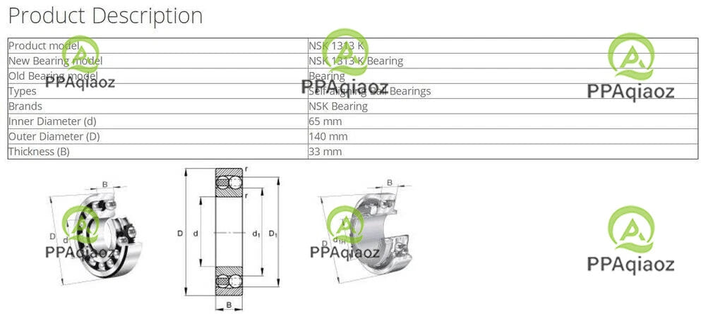 1PC NSK 1313 K Self-Aligning Ball Bearings 65x140x33mm #P