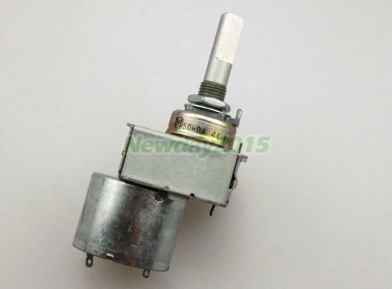 1x Audio Motorized Potentiometer 16mm Dual-Gang A50K 50K 25mm D Shaft