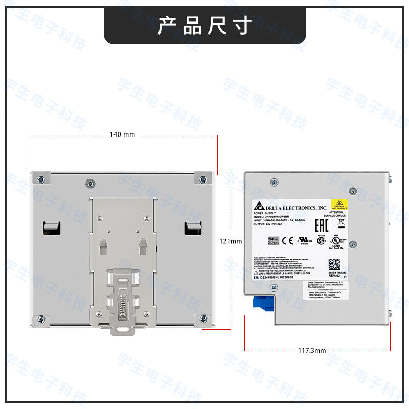 1pcs Delta DRP024V480W3BN 24V 20A 480W Three-phase Switching Power Supply