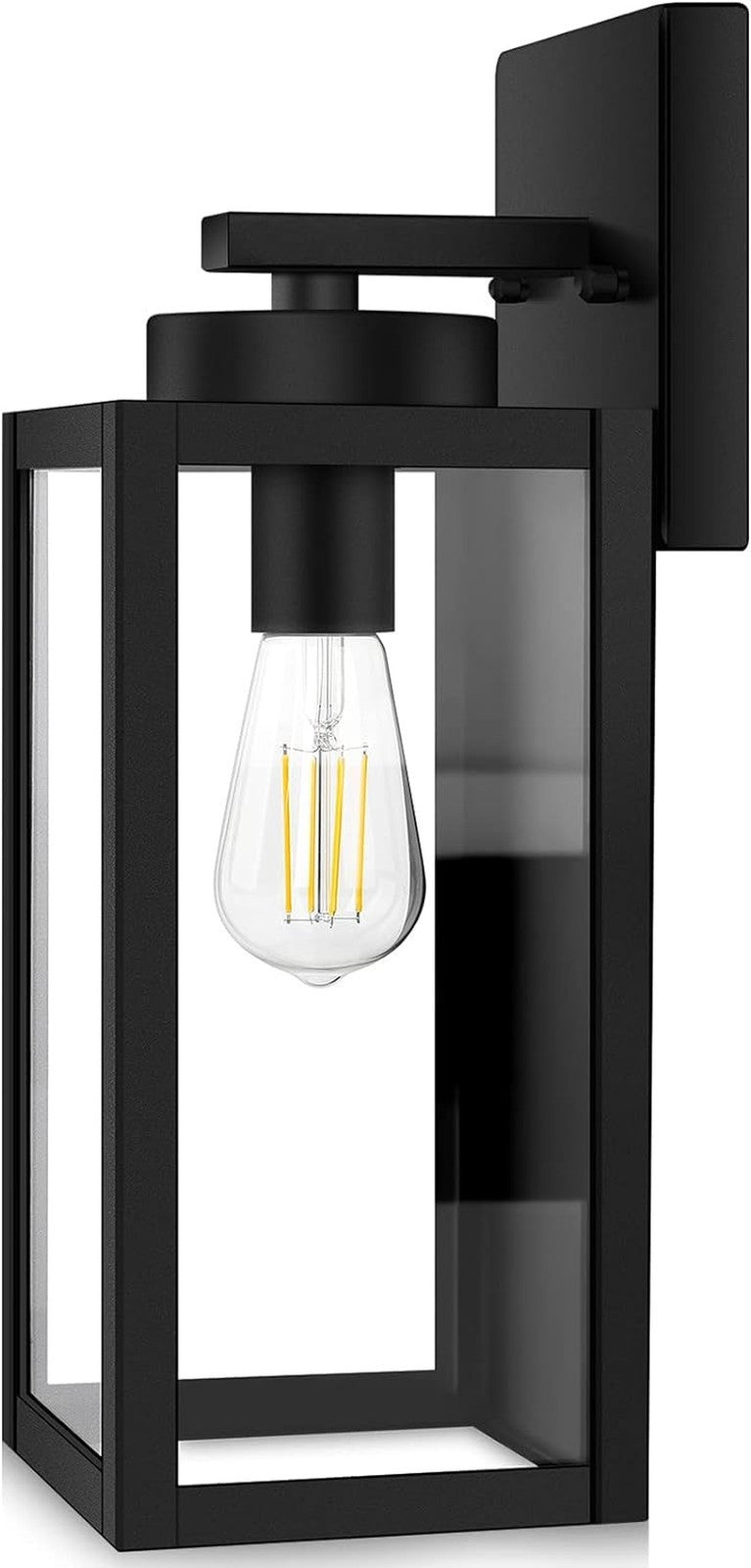 Outdoor Wall Mount Lantern,Waterproof,Matte Black Finish,Glass Shade, E26 Socket
