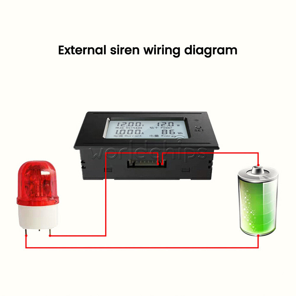 DC6-200V 20A 50A 100A Multi-functional Voltmeter Ammeter Digital LCD Power Meter
