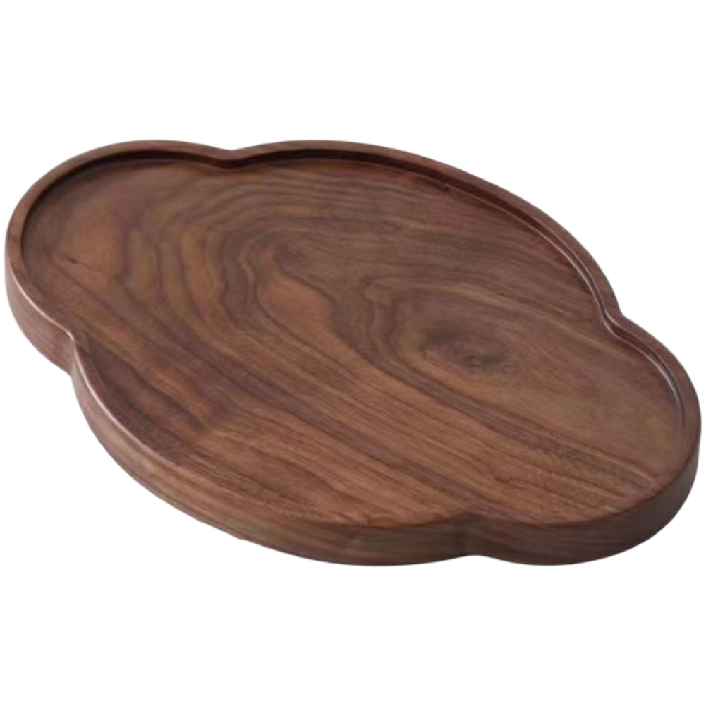 Black Walnut Wooden Tea Tray with Cloud Design Gongfu Tea Set Chinese Style
