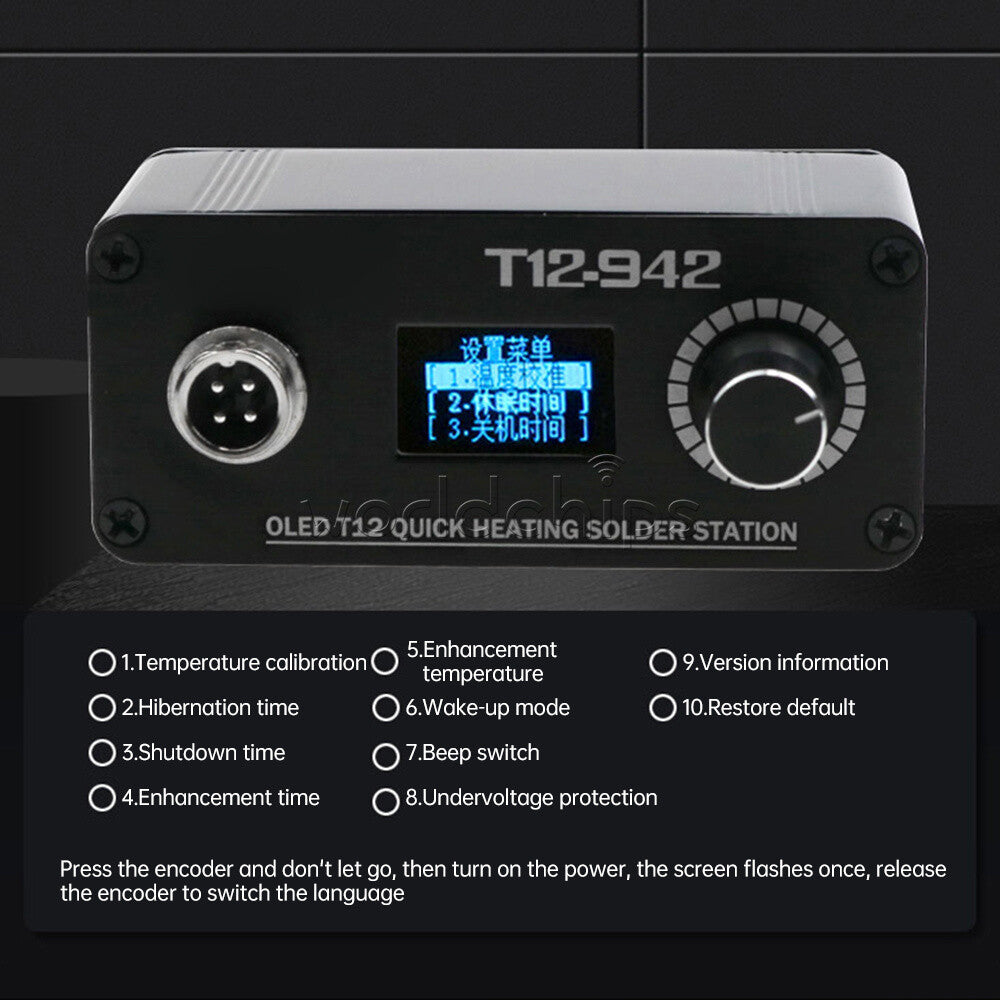 DC12-24V 75W T12-942 Soldering Iron Digital Adjustable Temp Solder Station OLED