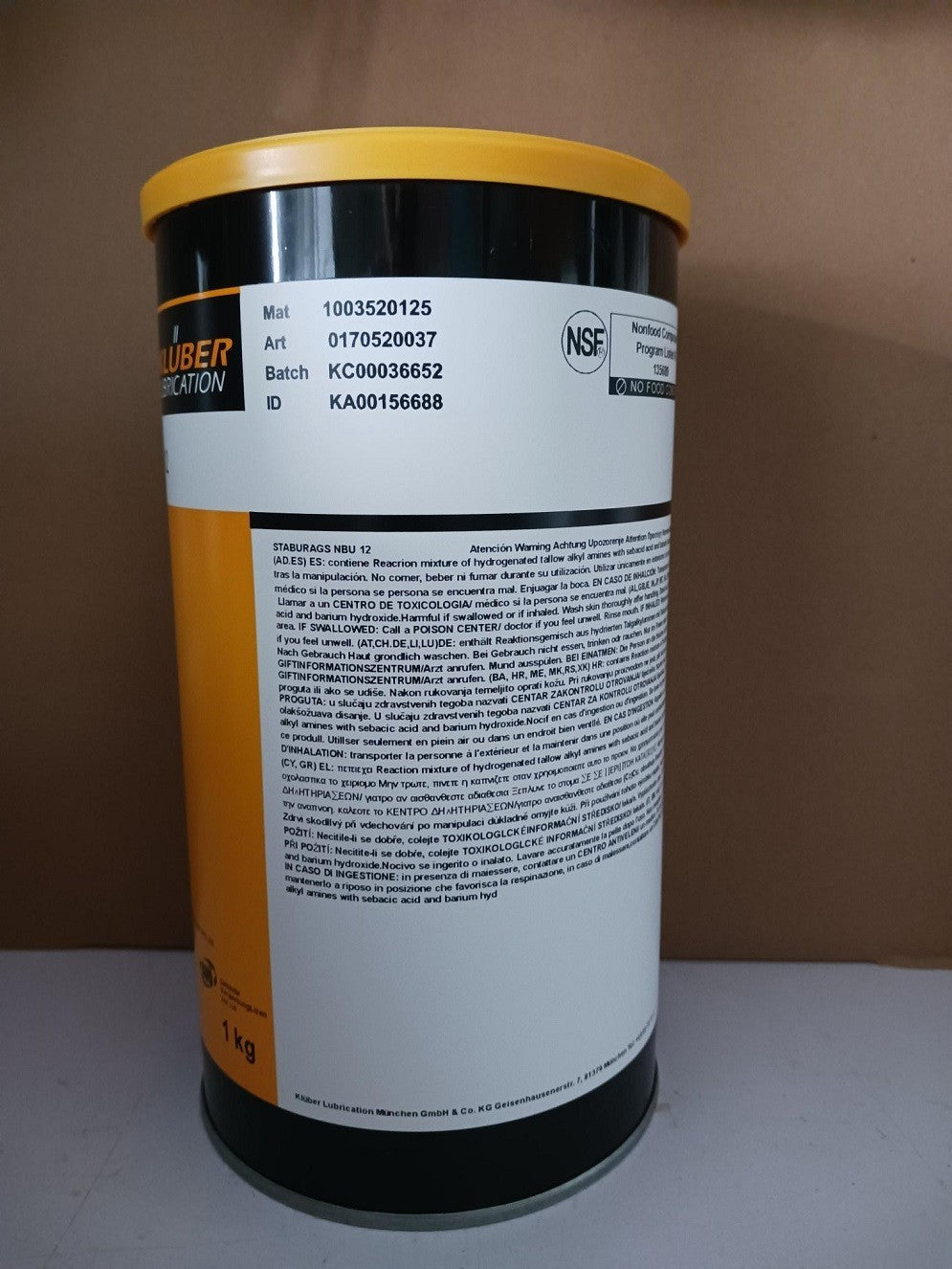 KLUBER Lubrication Staburags NBU 12 Grease 1Kg ( 2.2 LB ) free ship
