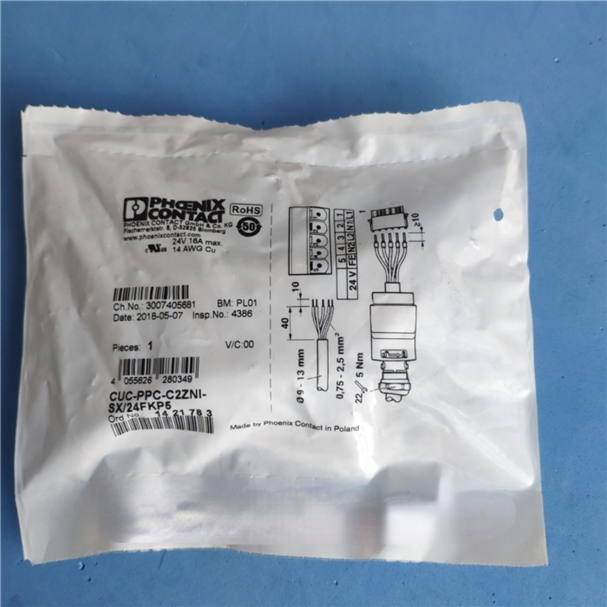 1pcs PHOENIX CONTACT Power Connector CUC-PPC-C2ZNI-SX/24FKP5