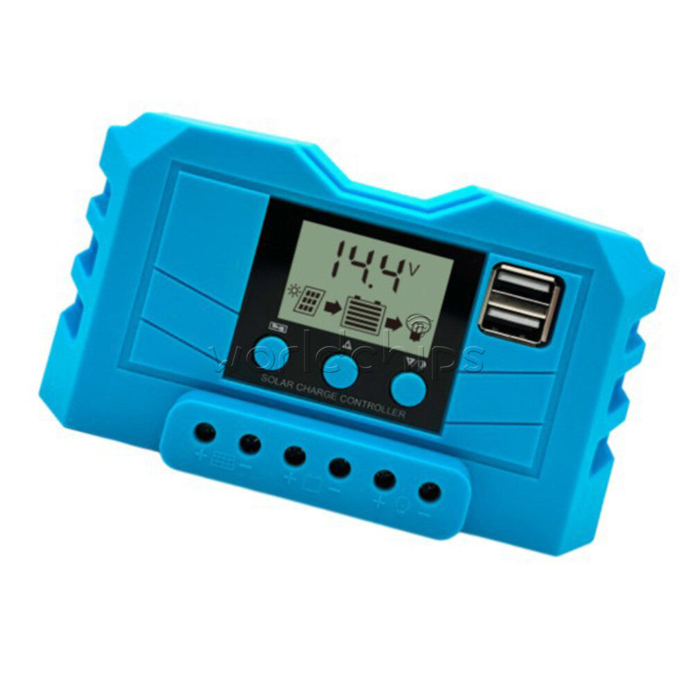 10A/20A/30A 12V/24V PWM Photovoltaic Solar Battery Charge Controller LCD Display