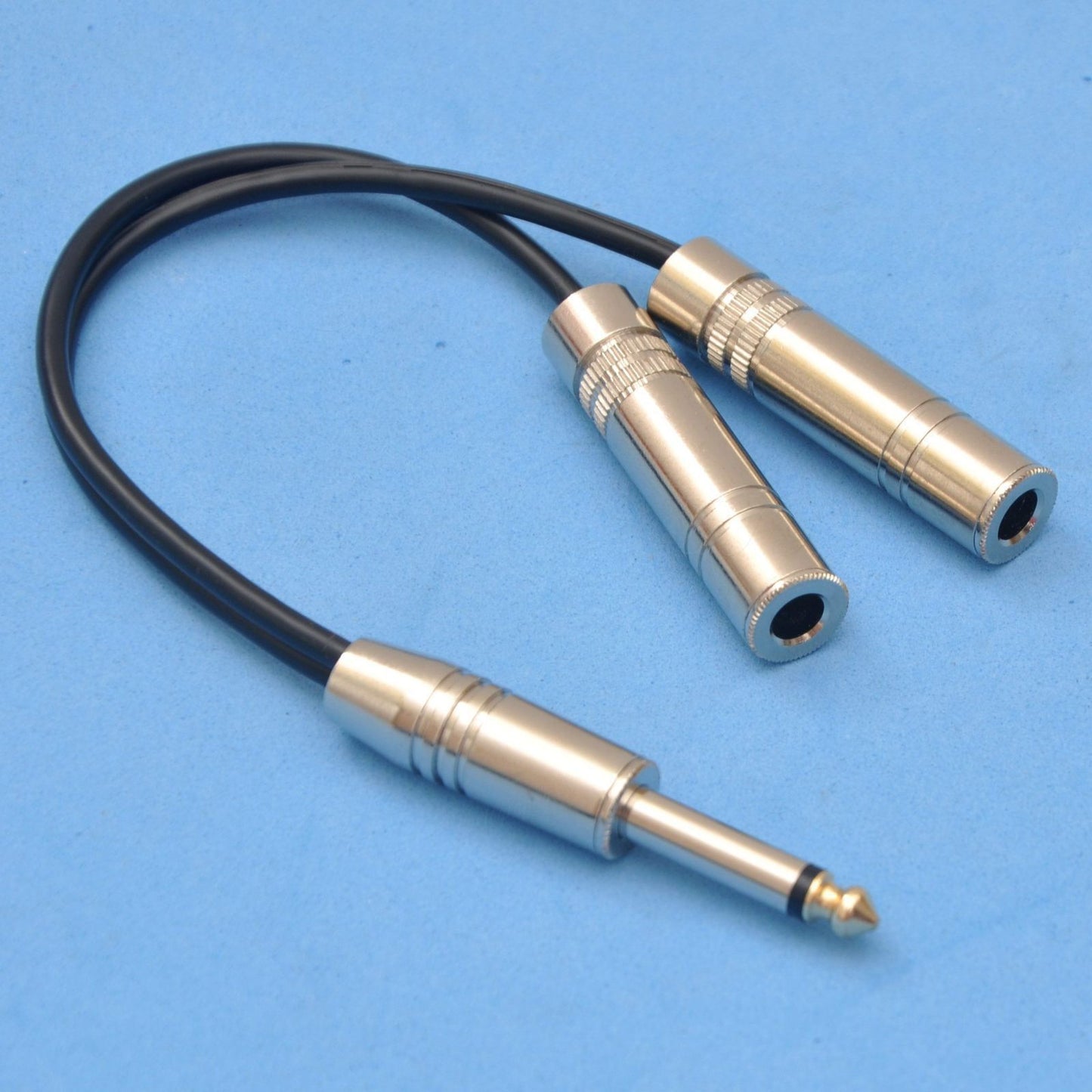1/4 Inch Dual 6.35mm Mono Jack Splitter HiFi Audio Sys Cable Adapter Connector