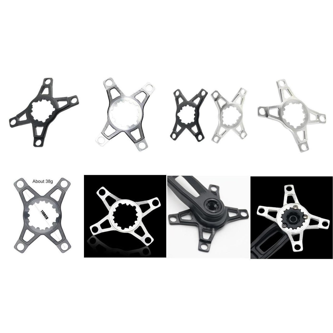 Aluminum Chainring Adapter Spider for 3 Bolt Crank Transition to 4 Bolt 110BCD
