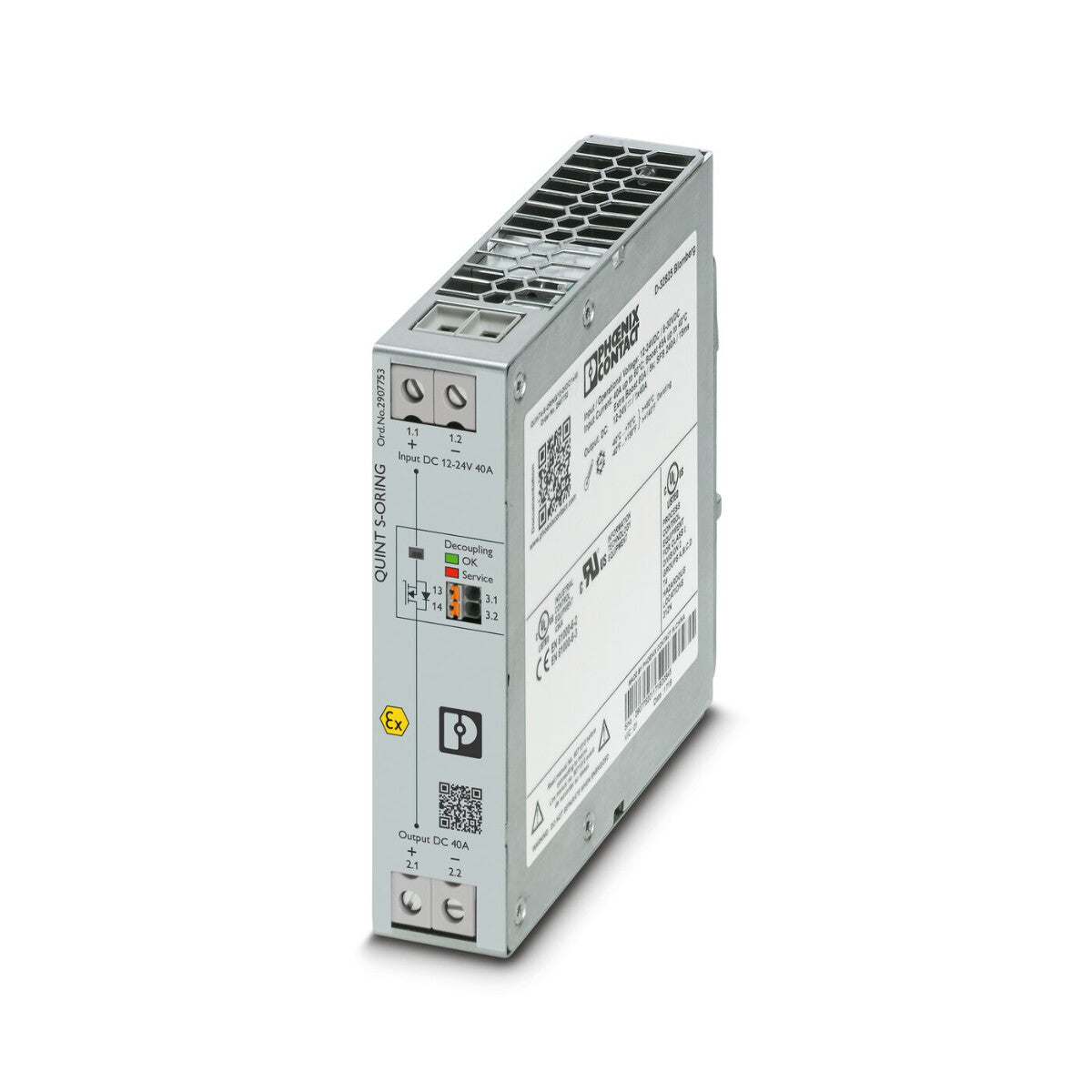 1x PHOENIX CONTACT Power Redundancy Module 2907753 QUINT4-S-ORING/12-24DC/1X40/+