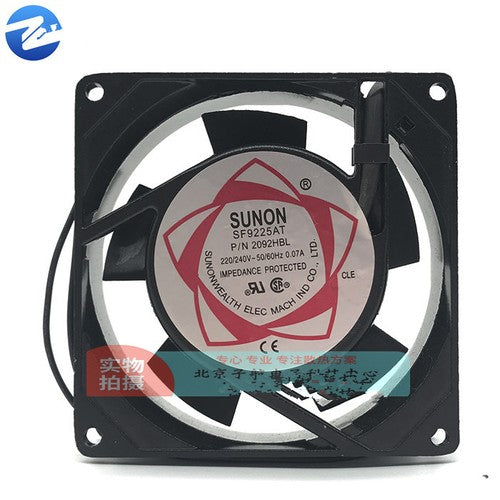 1 PCS SUNON Fan SF9225AT P/N 2092HBL AC 220V 9225 9CM 2 WIRE Aluminum frame
