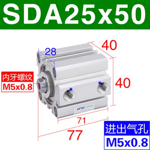 1PC AirTAC SDA25X5/10/15/20/25/30/35/40/45/50 Thin Air Cylinder 5~50mm Stroke