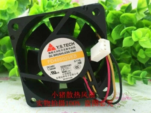 1PC cooling fan 6025 6CM 0.09A DC48V 3 wire FD486025HB
